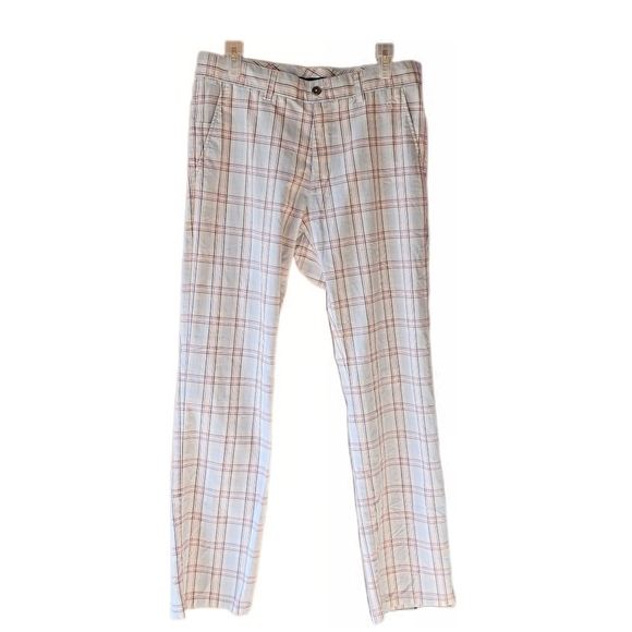 Cross Sportswear Golf Chino Pants Swedish For Men White Red Plaid - Picture 1 of 13